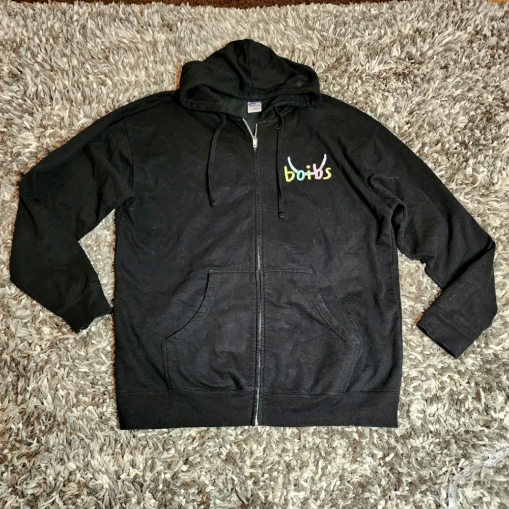 Laura Cleary Boibs full zip hooded sweatshirt, black, XXL